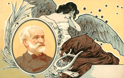 La muerte de Guiseppe Verdi (litografía en color) de Italian School