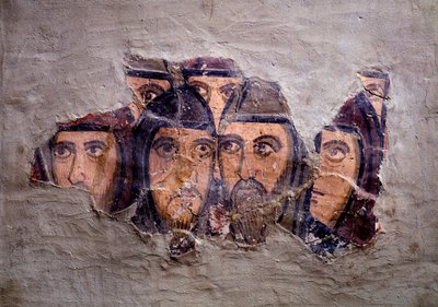 Cabezas de monjes orientales. Fresco del oratorio de Santa Silvia, siglos IX - X de Italian School