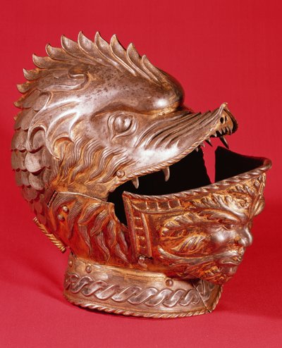 Casco con la cara de un monstruo de Italian School