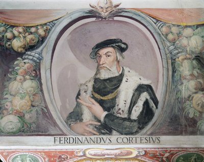 Hernán Cortés, en la Sala del Mappamondo de Italian School