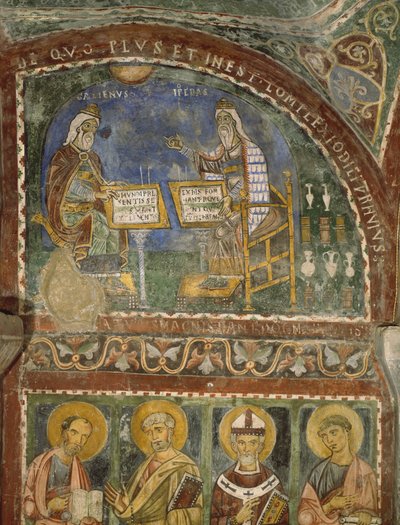 Hipócrates y Galeno, Cripta de la Catedral de Anagni de Italian School