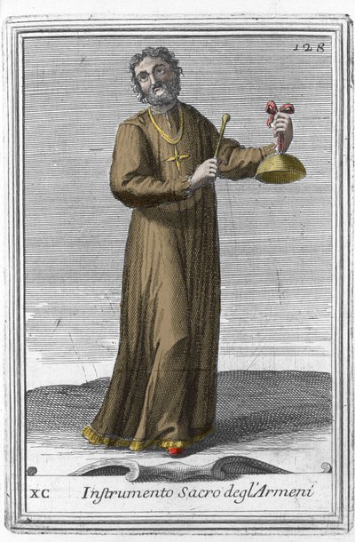 Instrumento armenio sagrado: instrumento musical similar a una campana. Grabado de “Gabinetto Armonico pieno d