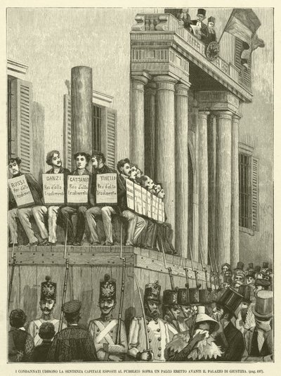 Los Condenados Escucharon la Sentencia Capital Expuestos al Público sobre un Escenario Frente al Palacio de Justicia de Italian School