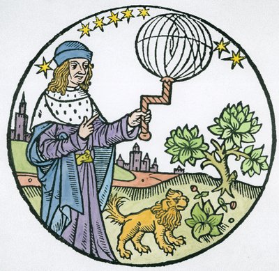 Retrato ideal de Aristóteles (384-322 a.C.), copia de una ilustración de Aristoteles cum Leonardi Aretini Commentariis, Venecia 1516, utilizada en una Historia de la Magia, publicada a finales del siglo XIX de Italian School
