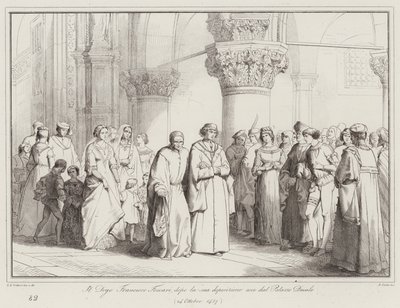 El Dogo Francesco Foscari, después de su deposición, sale del Palacio Ducal de Italian School
