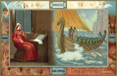 Ilustración para La Divina Comedia de Dante (litografía en color) de Italian School