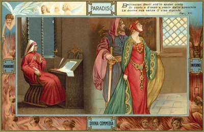 Ilustración para La Divina Comedia de Dante (litografía en color) de Italian School