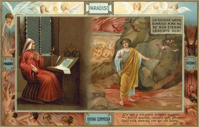 Ilustración para La Divina Comedia de Dante (litografía en color) de Italian School