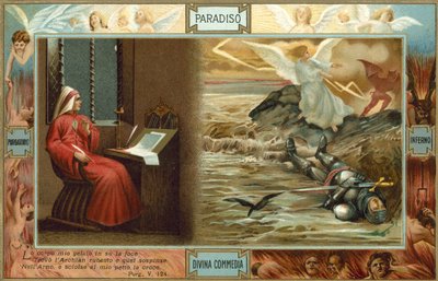Ilustración para La Divina Comedia de Dante (litografía en color) de Italian School