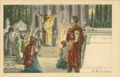 Ilustración para la novela Quo Vadis de Henryk Sienkiewicz (litografía en color) de Italian School