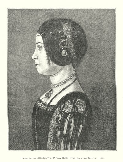 Inconnue, Attribuee a Pierro Della Francesca, Galerie Pitti (grabado) de Italian School