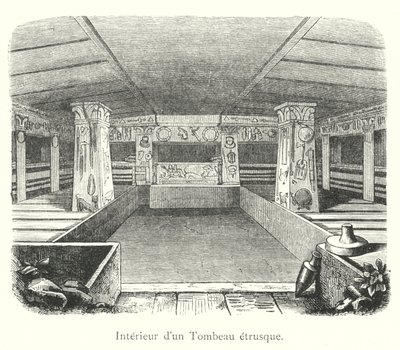 Interior de una tumba etrusca de Italian School