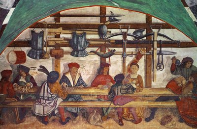 Interior de la sala de guardia (fresco) de Italian School