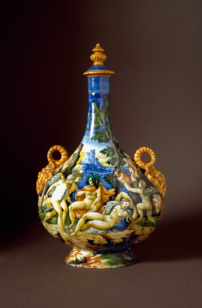 Io y Juno. Jarra de cerámica del taller Fontana, Urbino. Siglo XVI. Museo Nacional del Bargello, Florencia, Italia de Italian School
