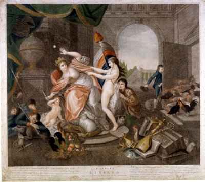 Publicación satírica italiana anti-francesa sobre la invasión de 1796. Museo del Risorgimento. Milán de Italian School