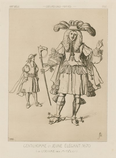 Caballero italiano y joven elegante, 1670 de Italian School