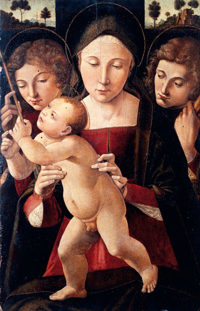 Italia, Asissi, Virgen con el Niño y dos ángeles de Italian School