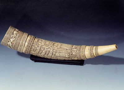 Olivo de marfil de la abadía de Saint-Arnoul en Metz: Cristo y la Virgen en majestad (en gloria). Hecho en el sur de Italia. Siglo XI o XII. París, museo nacional de la Edad Media, Termas de Cluny de Italian School