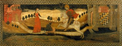 Caballero matando a un dragón en presencia de una princesa. de Italian School