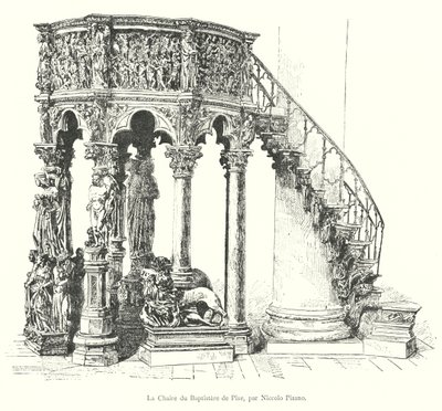 El Púlpito del Baptisterio de Pisa, por Niccolo Pisano (grabado) de Italian School