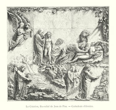 La Creación, Bajorrelieve de Giovanni Pisano, Catedral de Orvieto de Italian School
