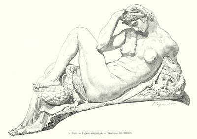 La Nuit, Figura alegórica, Tumba de los Medici de Italian School