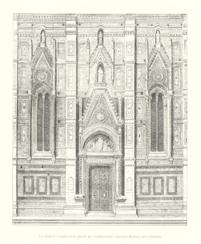 La puerta canónica, lado del campanario, Santa María del Fiore de Italian School