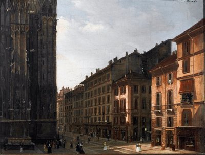 La corsia del Duomo en Milán (Piazza del Duomo) de Italian School