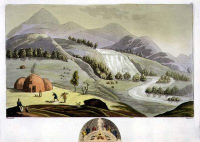 Paisaje Lapón con una Habitación de Pescador y una Sección Transversal de esa Cabaña, lámina 49 de 