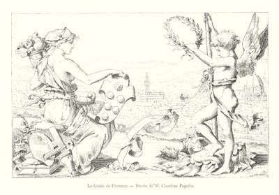 El genio de Florencia, dibujo de M Claudius Popelin (grabado) de Italian School