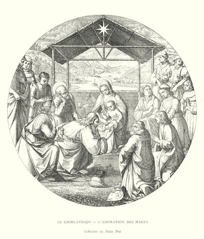 Le Ghirlandajo, La adoración de los magos, colección del Palacio Pitti (grabado) de Italian School