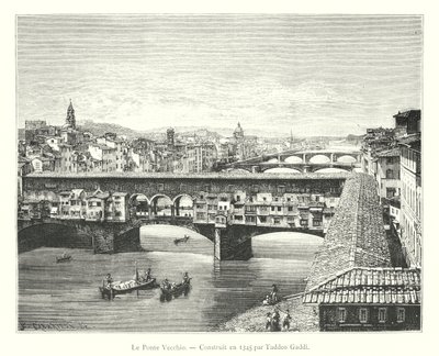 El Ponte Vecchio, construido en 1345 por Taddeo Gaddi de Italian School