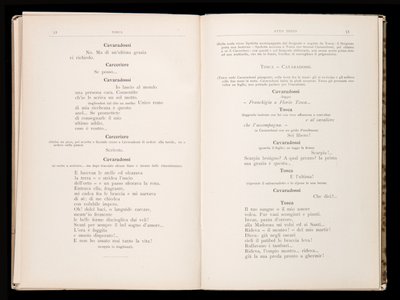 Libreto de Tosca de Giacomo Puccini, Edición Ricordi, Italia de Italian School