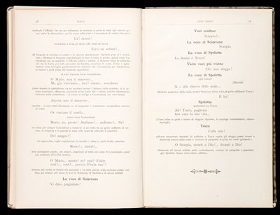 Libreto de Tosca de Giacomo Puccini, Edición Ricordi, Italia de Italian School