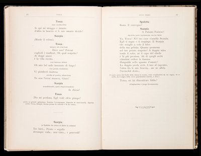 Libreto de La Tosca de Giacomo Puccini, Edición Ricordi, Italia de Italian School