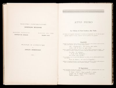 Libreto de La Tosca de Giacomo Puccini, Edición Ricordi, Italia de Italian School