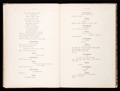 Libreto de La Tosca de Giacomo Puccini, Edición Ricordi, Italia de Italian School