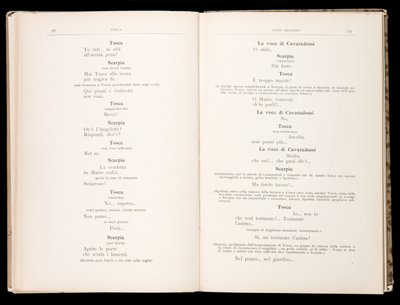 Libreto de Tosca de Giacomo Puccini, Edición Ricordi, Italia de Italian School