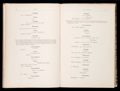 Libreto de Tosca de Giacomo Puccini, Edición Ricordi, Italia de Italian School