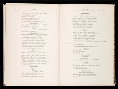 Libreto de Tosca de Giacomo Puccini, Edición Ricordi, Italia de Italian School