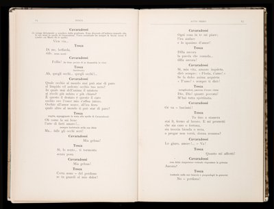 Libreto de Tosca de Giacomo Puccini, Edición Ricordi, Italia de Italian School