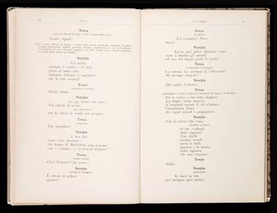 Libreto de Tosca de Giacomo Puccini, Edición Ricordi, Italia de Italian School