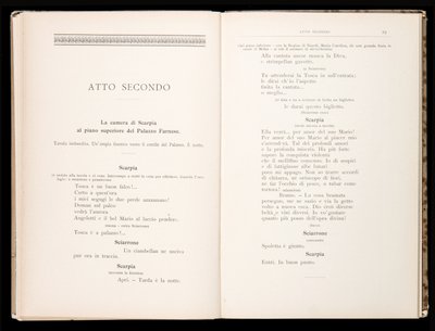 Libreto de Tosca de Giacomo Puccini, Edición Ricordi, Italia de Italian School