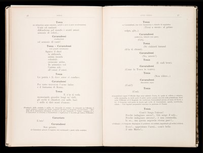 Libreto de Tosca de Giacomo Puccini, Edición Ricordi, Italia de Italian School