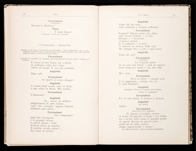 Libreto de Tosca de Giacomo Puccini, Edición Ricordi, Italia de Italian School
