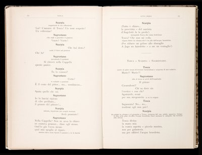 Libreto de Tosca de Giacomo Puccini, Edición Ricordi, Italia de Italian School