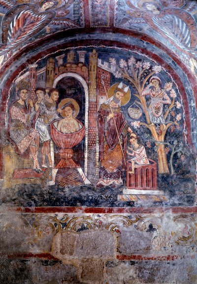 Vida y milagro de San Magnus de Anagni y martirio de San Juan en aceite hirviendo - fresco de Italian School