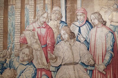 Lorenzo el Magnífico entre los escultores y pintores en el Jardín de los Medici en San Marco. Tapiz 1516. Génova. Italia de Italian School