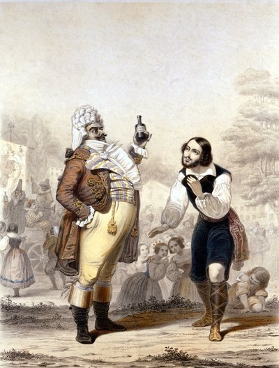 Luigi Lablache y Mario di Candia en una escena de la ópera El elixir de amor de Italian School
