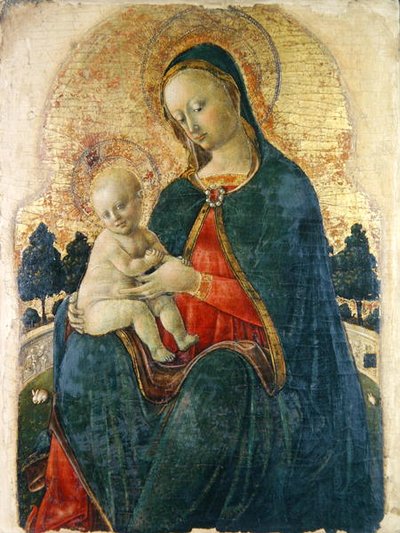 Virgen con el Niño en un jardín, pintor veneciano (panel) de Italian School
